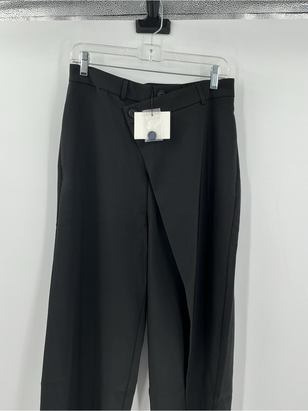 Active USA Black Asymmetric Front Wrap Trousers medium